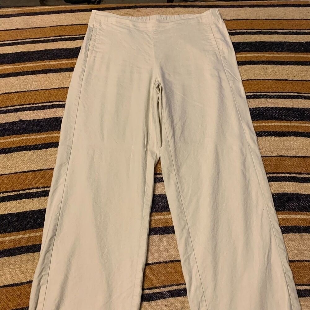 J. Jill Pure Linen Stretch 12 Cream  Straight Leg Elastic Waist Casual Lagenlook